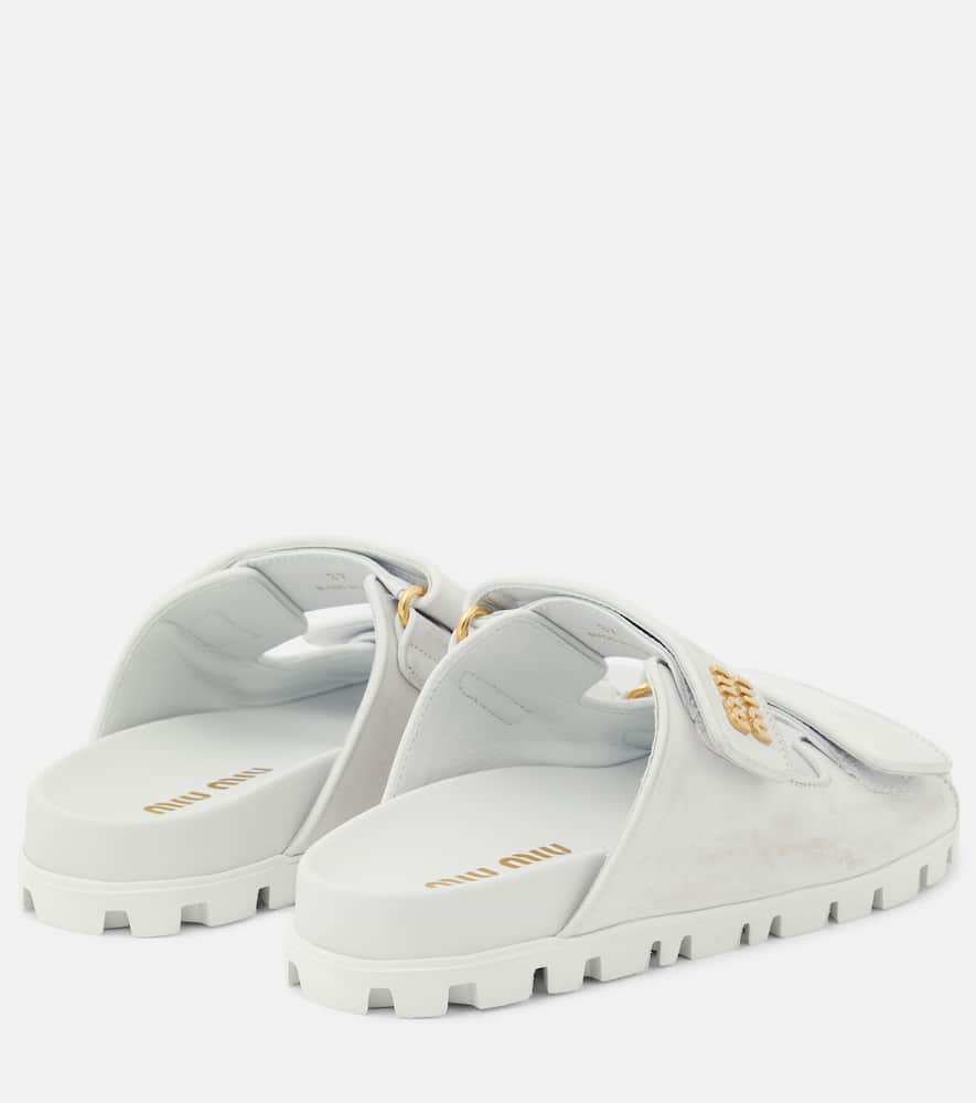 Miu Miu Sandalen Aus Leder In Weiss