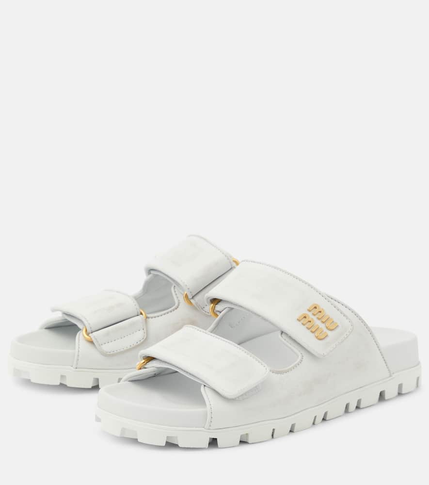Miu Miu Sandalen Aus Leder In Weiss