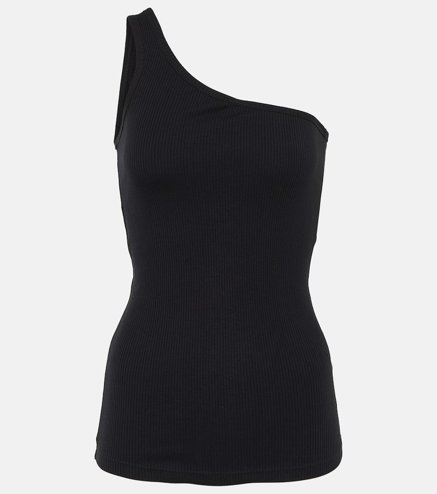 One-shoulder cotton tank top