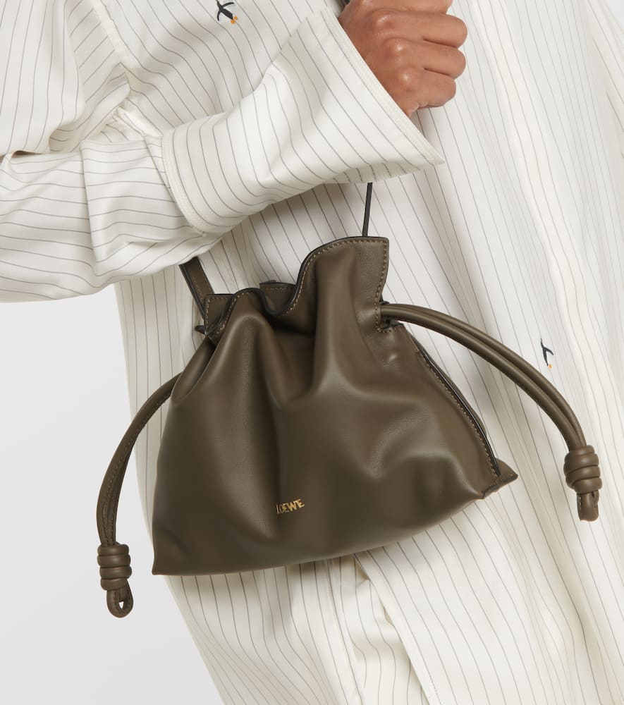 Loewe Flamenco Mini Napa Drawstring Clutch Bag In Green