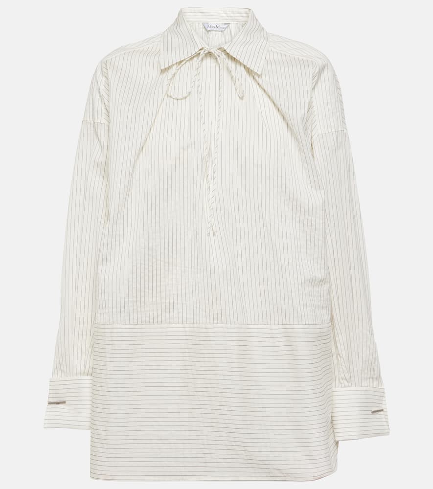 Shop Max Mara Saletta Pinstripe Cotton And Silk Shirt In White