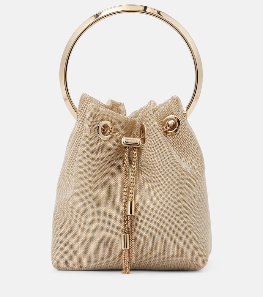Jimmy Choo Bon Bon Metallic Mesh Top Handle Bag In Gold
