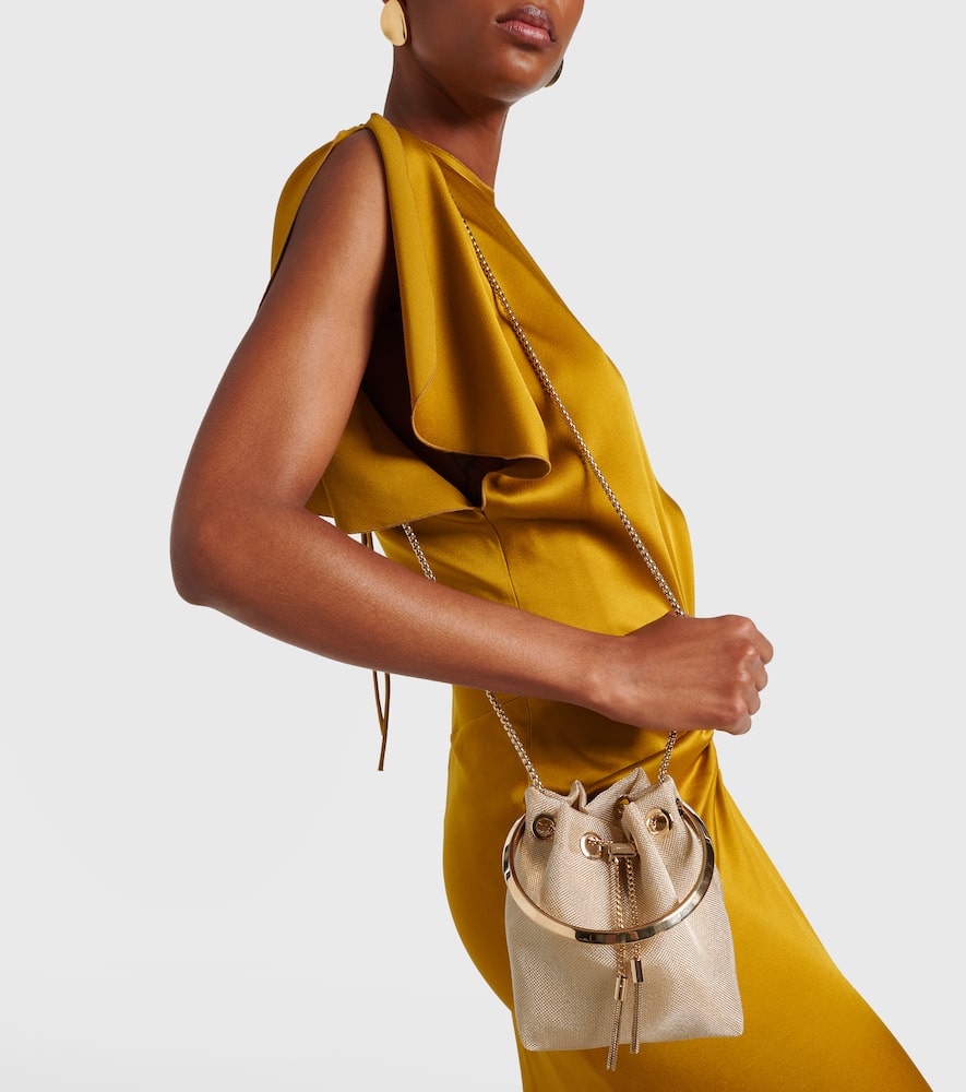Jimmy Choo Bon Bon Metallic Mesh Top Handle Bag In Gold