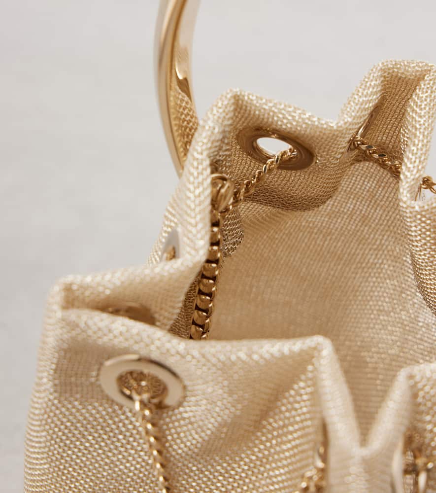 Jimmy Choo Bon Bon Metallic Mesh Top Handle Bag In Gold