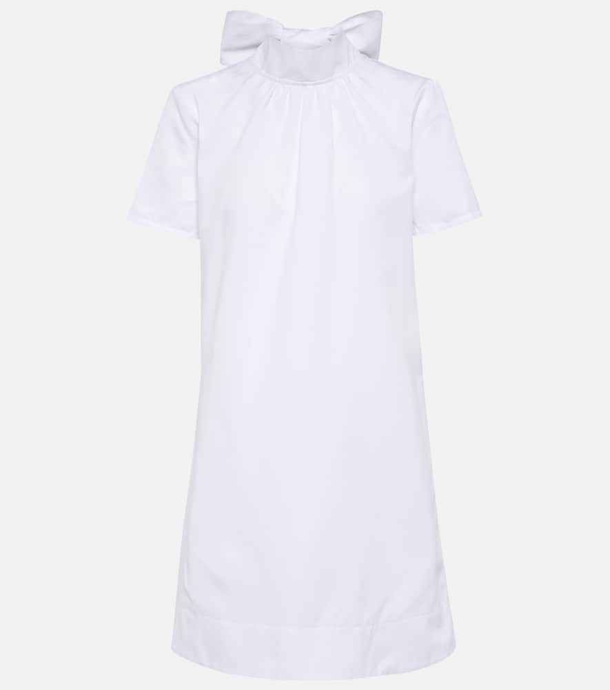 Staud Ilana Cotton-blend Grosgrain Mini Dress In White
