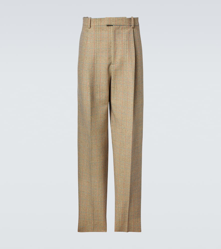 Bottega Veneta Prince Of Wales Check Straight Pants In Blue