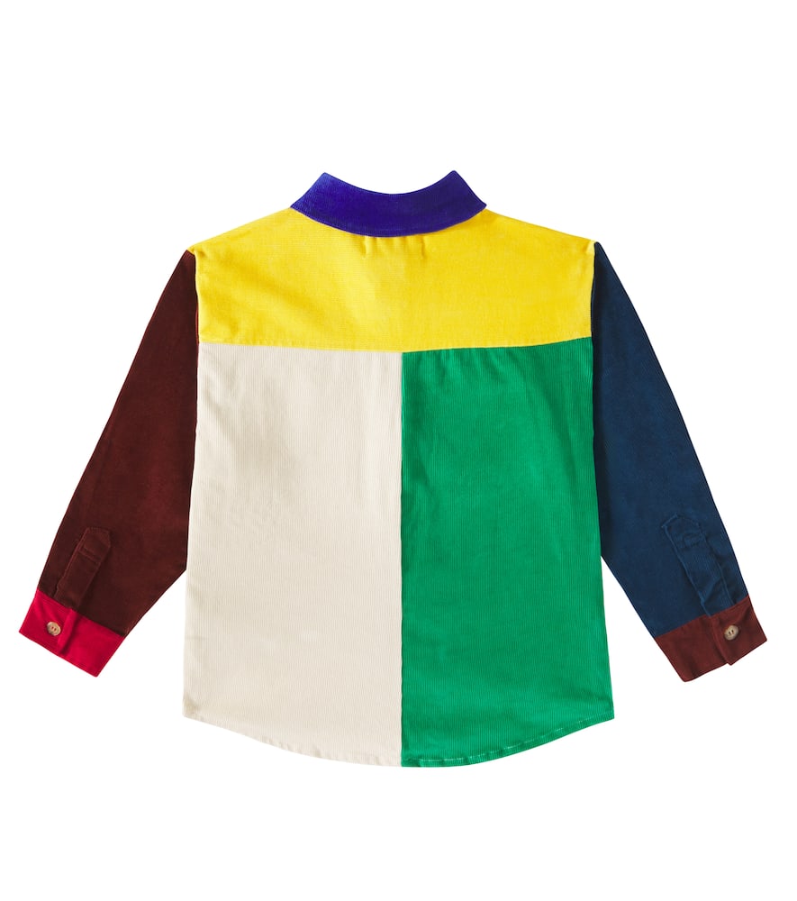 Bobo Choses Embroidered Color Block Corduroy Shirt In Multicoloured
