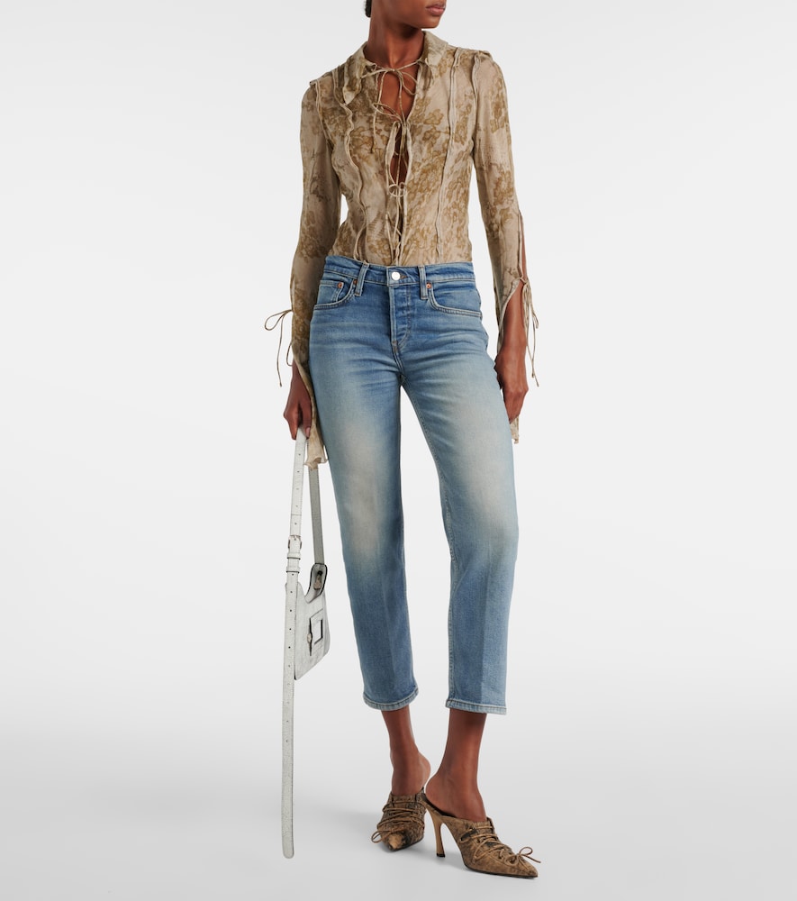 Re/Done Mid Rise Stove Pipe Straight Jeans