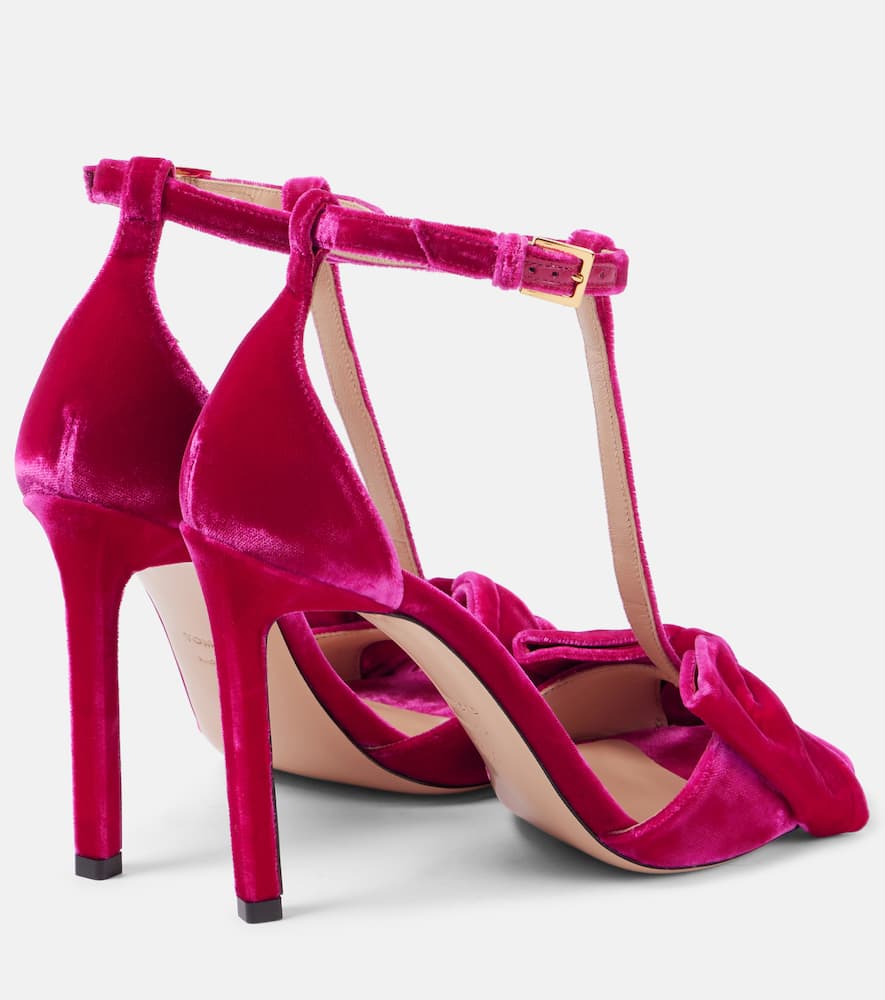 Tom Ford Brigitte Bow Velvet Sandal In Crimson Pink