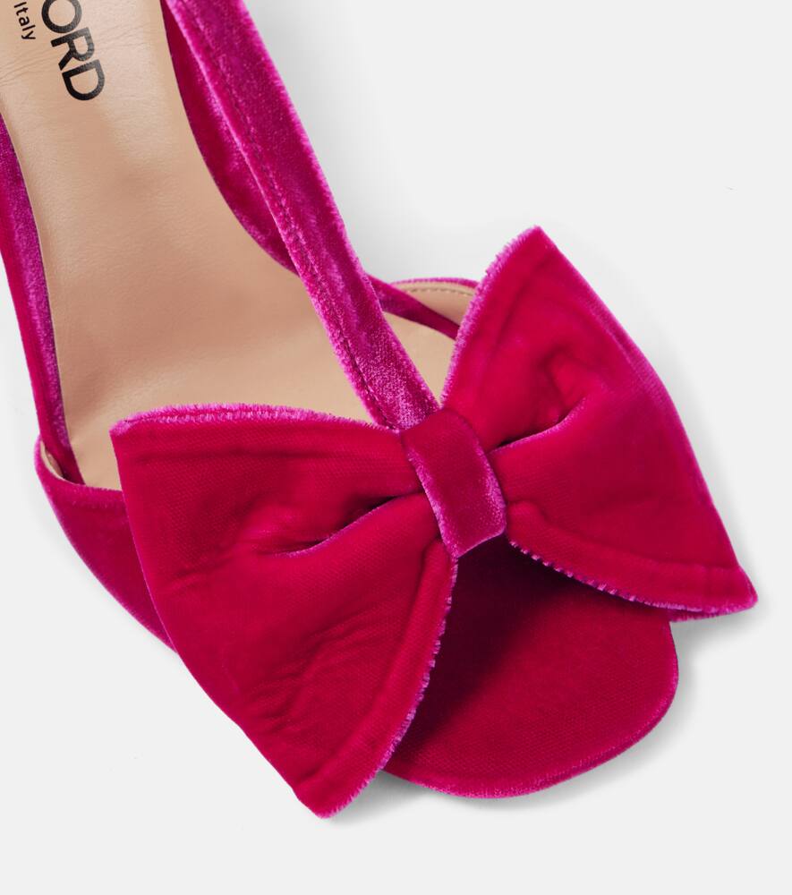 Tom Ford Brigitte Bow Velvet Sandal In Crimson Pink