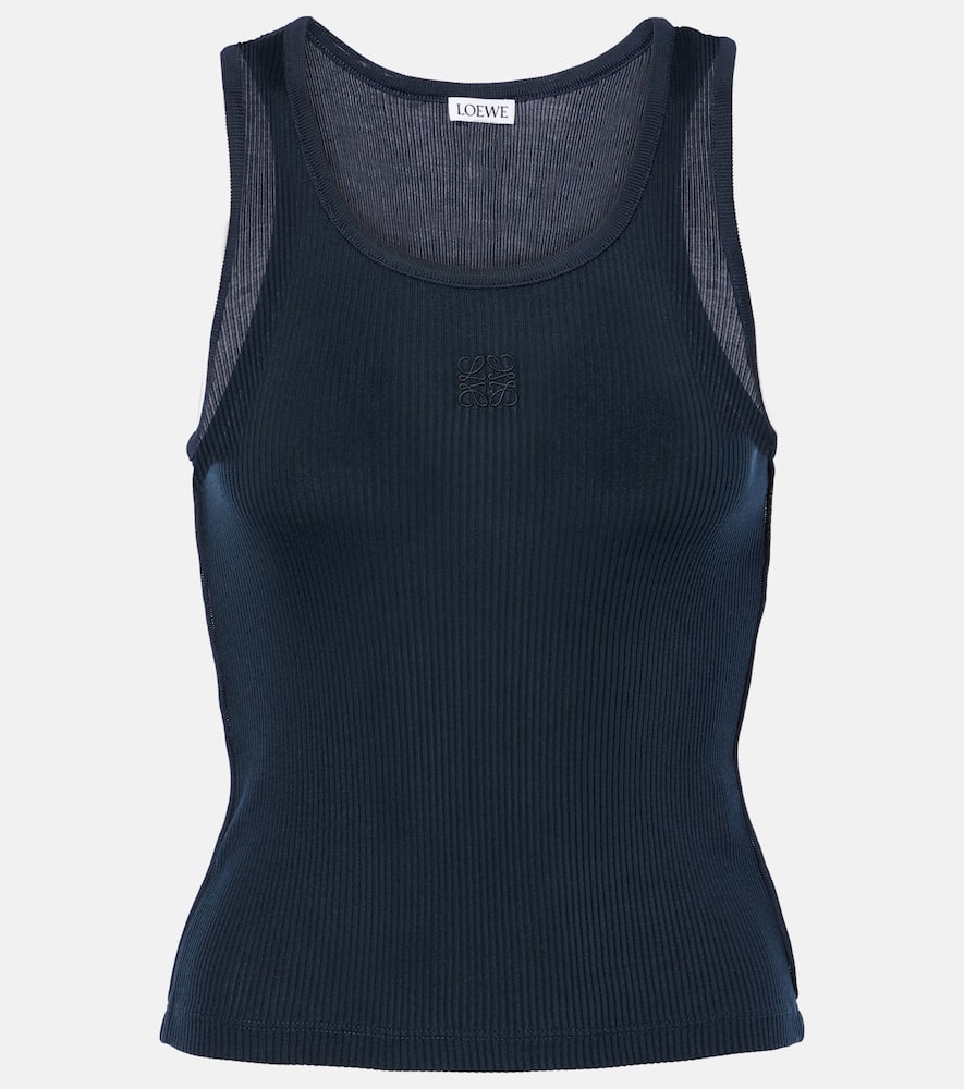 Anagram ribbed-knit silk jersey tank top