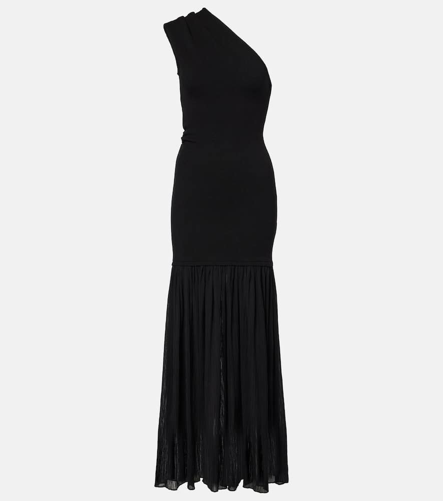 Proenza Schouler Cora Pleated Crepe Chiffon Long Dress In Black