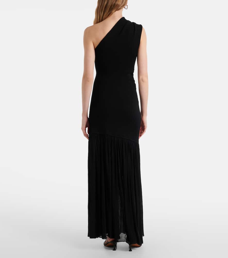 Proenza Schouler Cora Pleated Crepe Chiffon Long Dress In Black