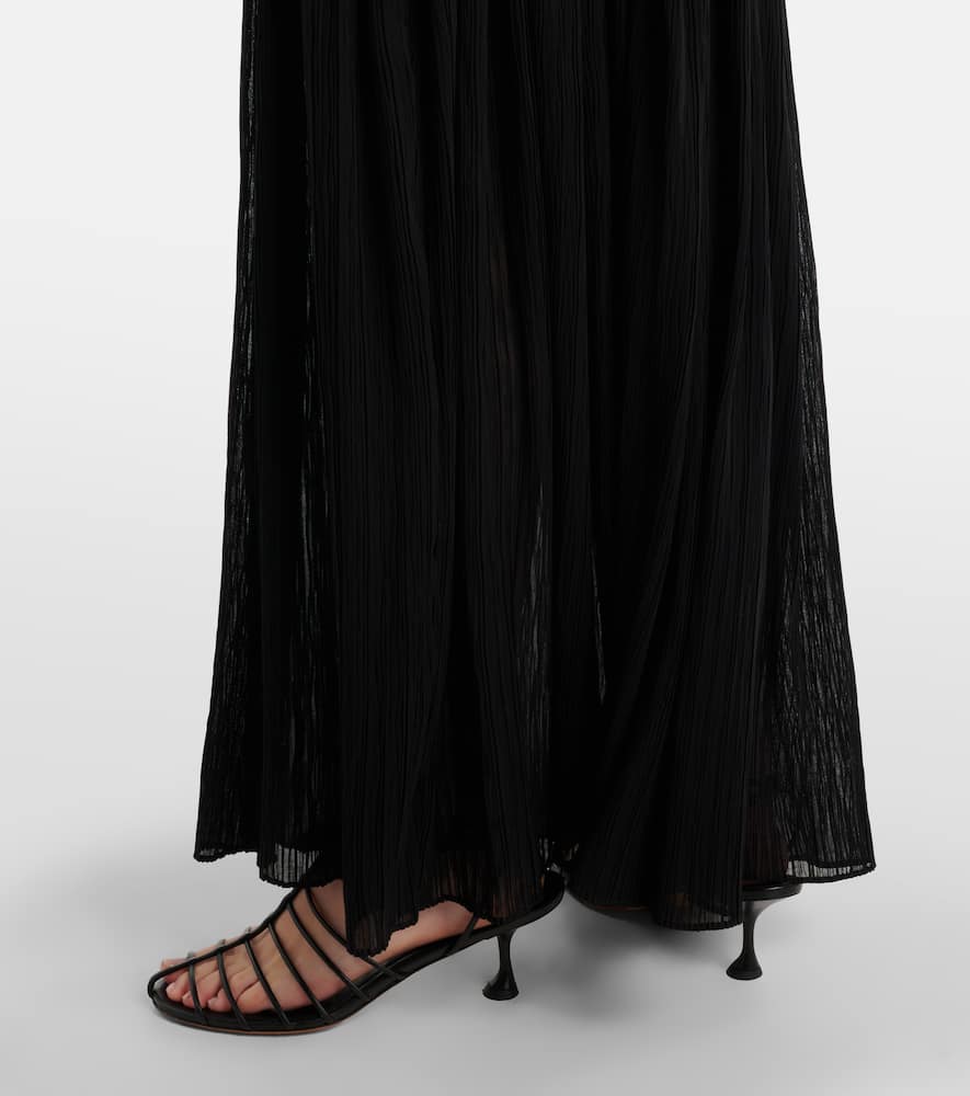 Proenza Schouler Cora Pleated Crepe Chiffon Long Dress In Black