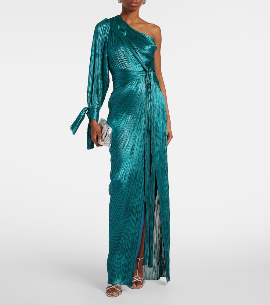 Maria Lucia Hohan Palmer One-shoulder Silk Gown In Teal