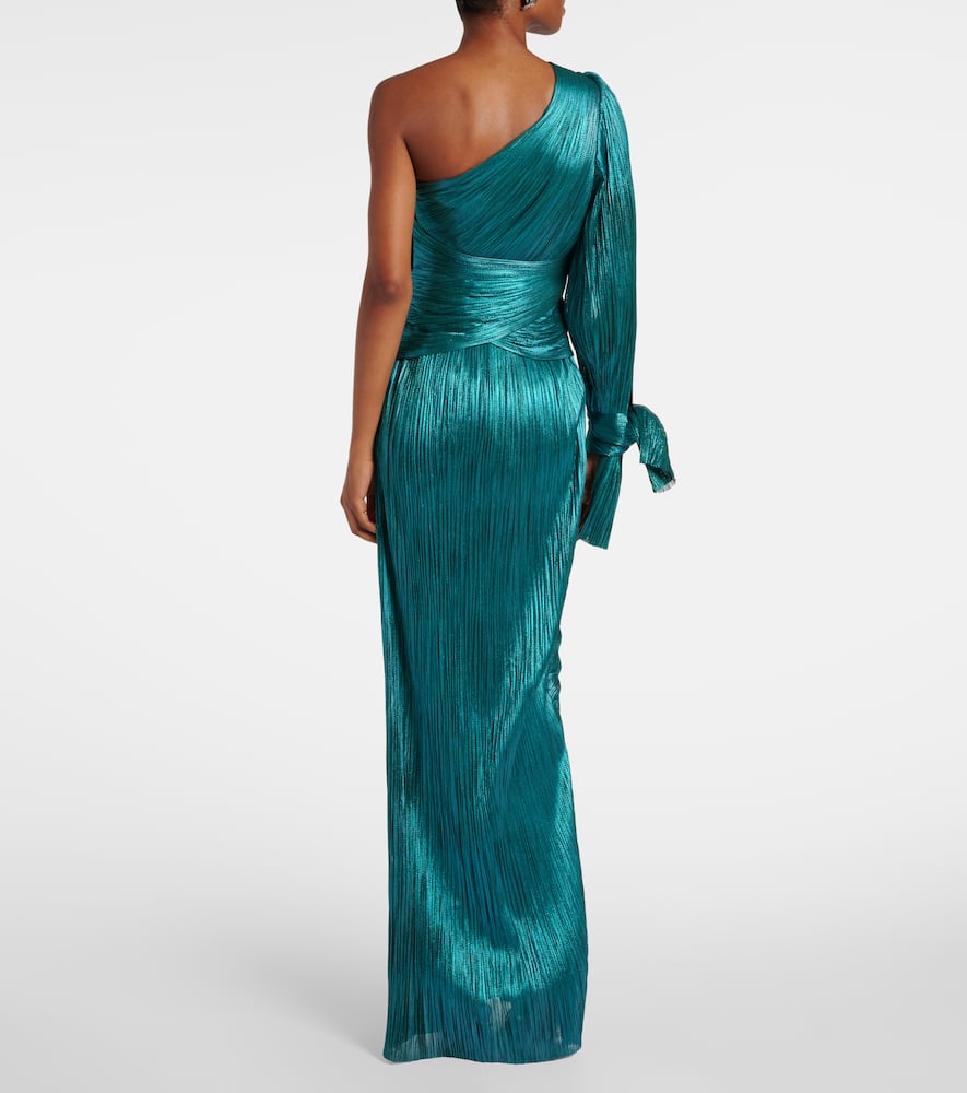 Maria Lucia Hohan Palmer One-shoulder Silk Gown In Teal