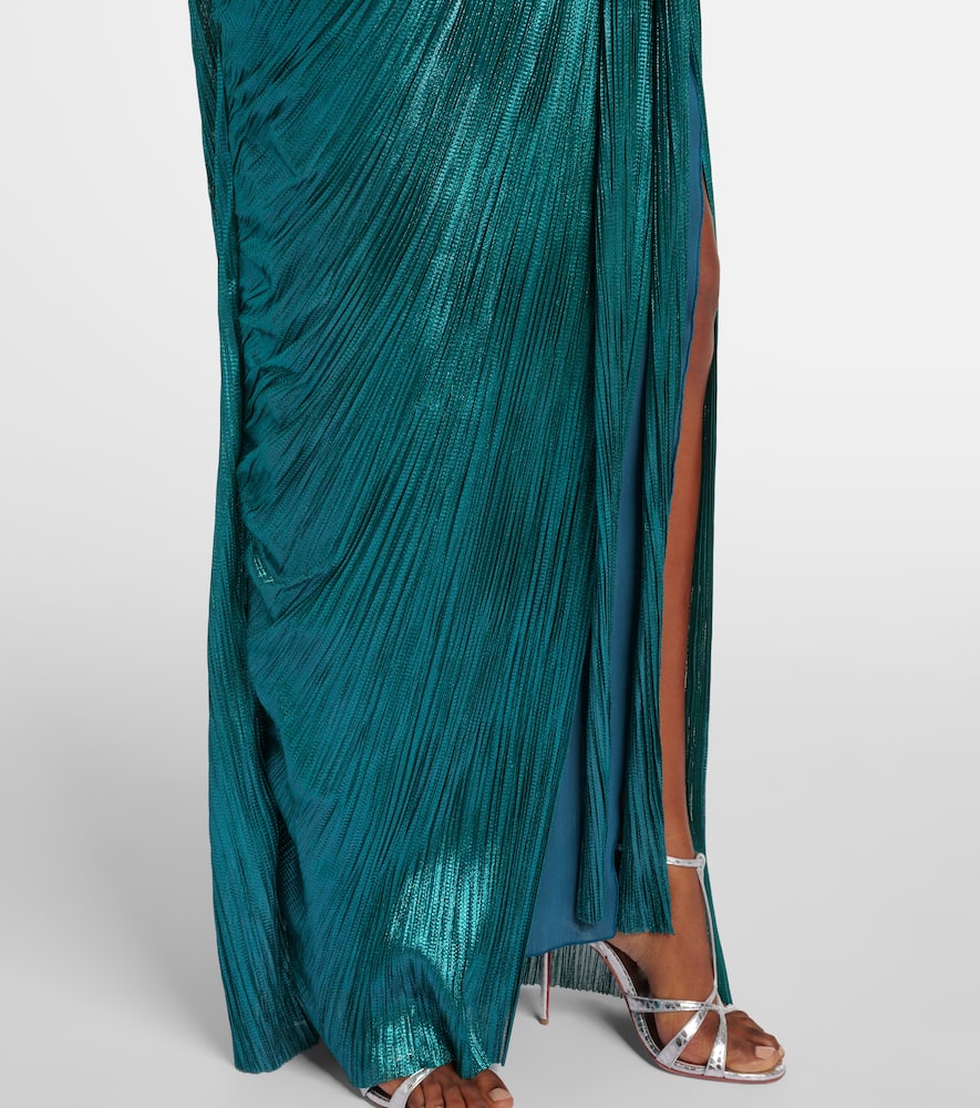 Maria Lucia Hohan Palmer One-shoulder Silk Gown In Teal