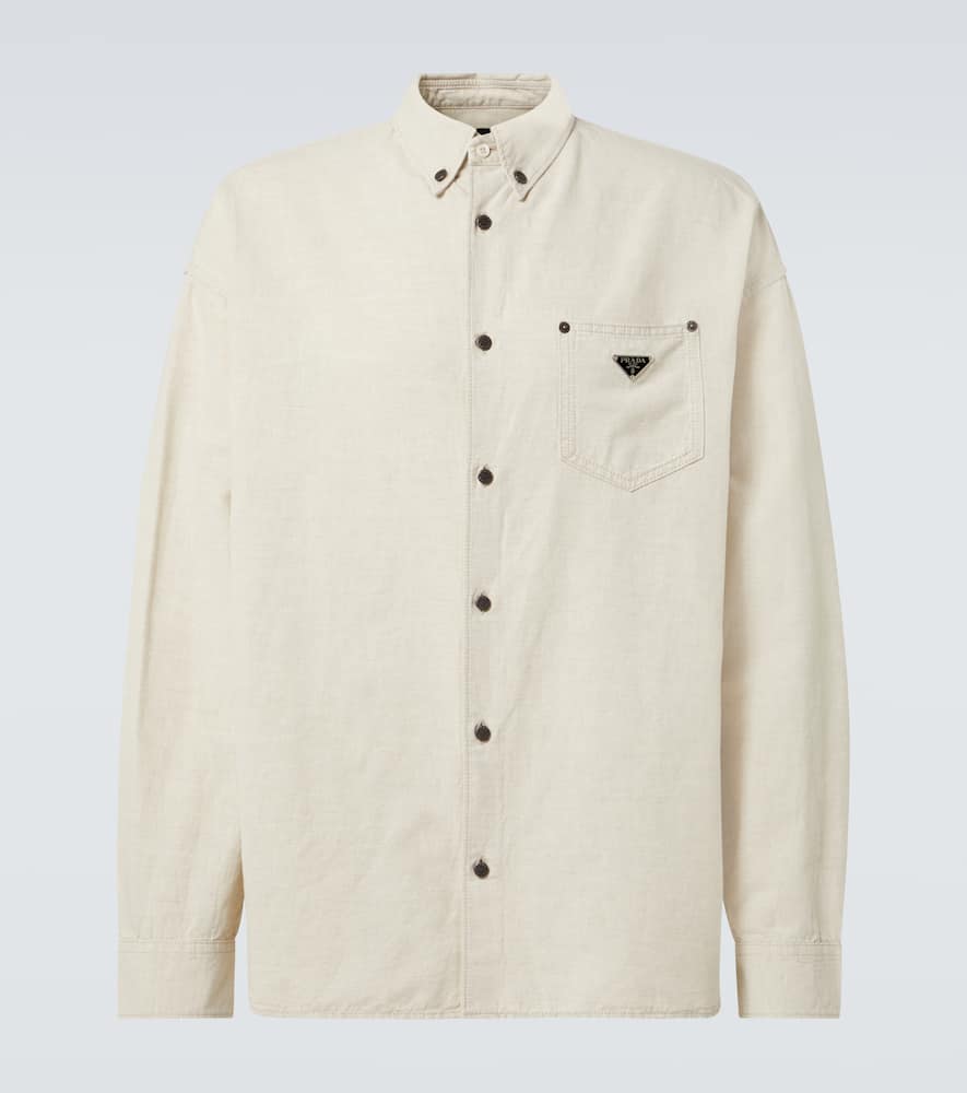Prada Shirts With Long Sleeves And Chest Pocket In Beige