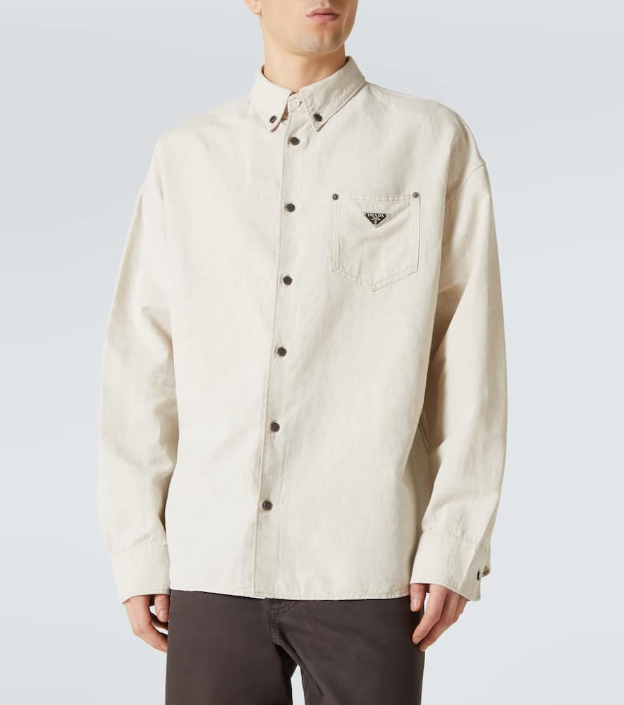Prada Shirts With Long Sleeves And Chest Pocket In Beige
