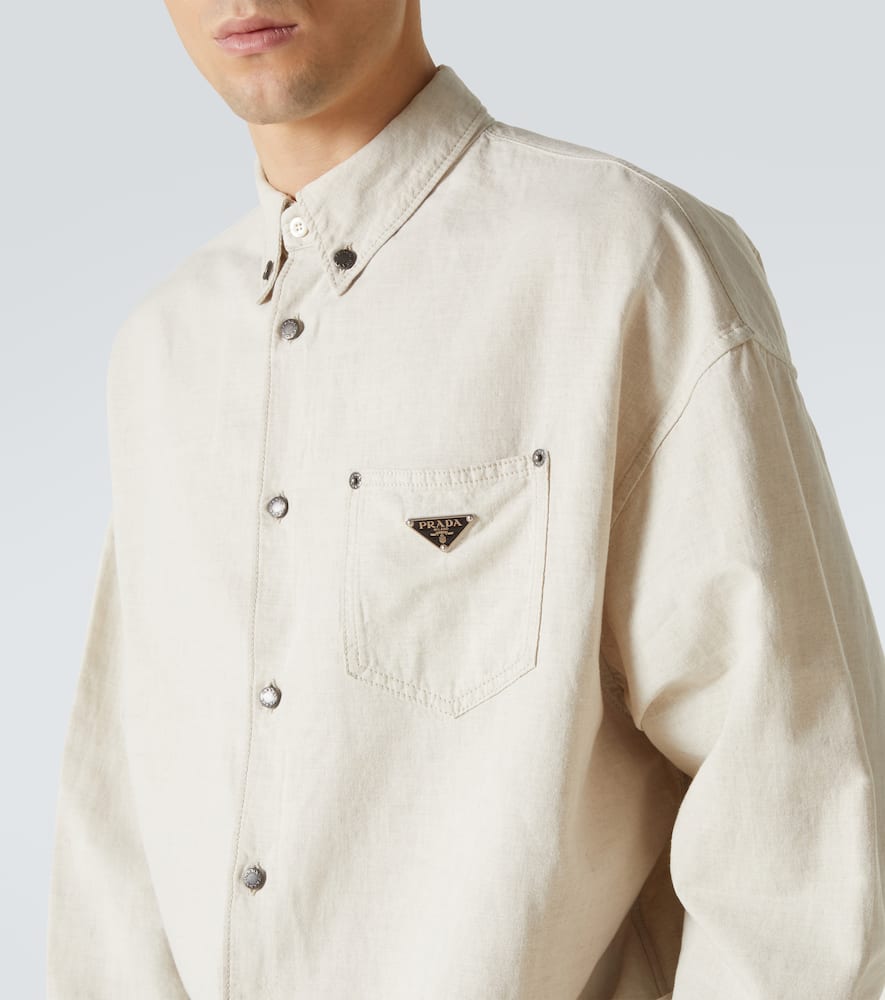 Prada Shirts With Long Sleeves And Chest Pocket In Beige