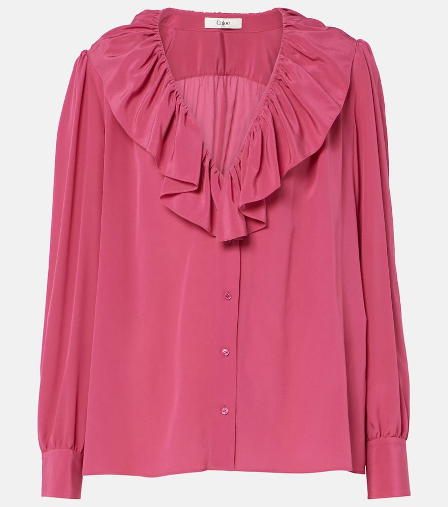 Chloé Ruffled Silk Blouse In Pink
