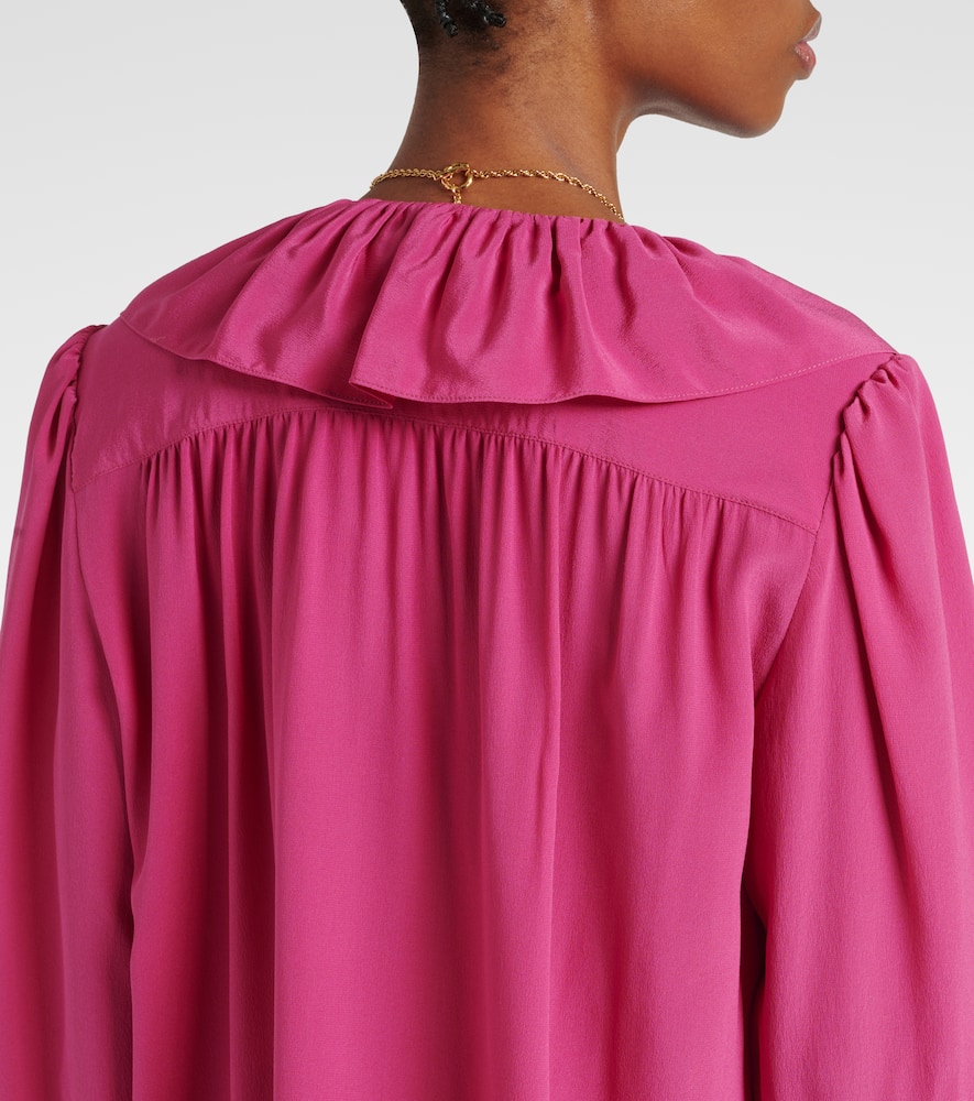Chloé Ruffled Silk Blouse In Pink