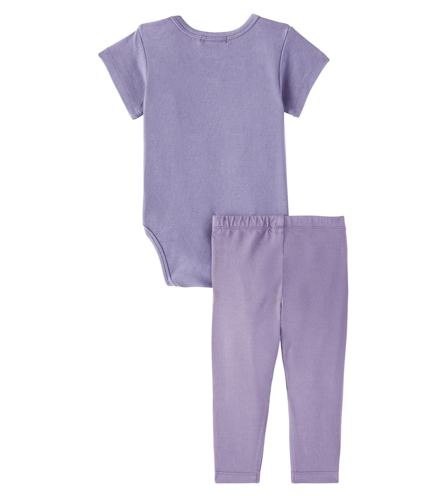 Bobo Choses Baby Hug Me Bear Cotton-blend Bodysuit And Leggings Set In Navy Blue