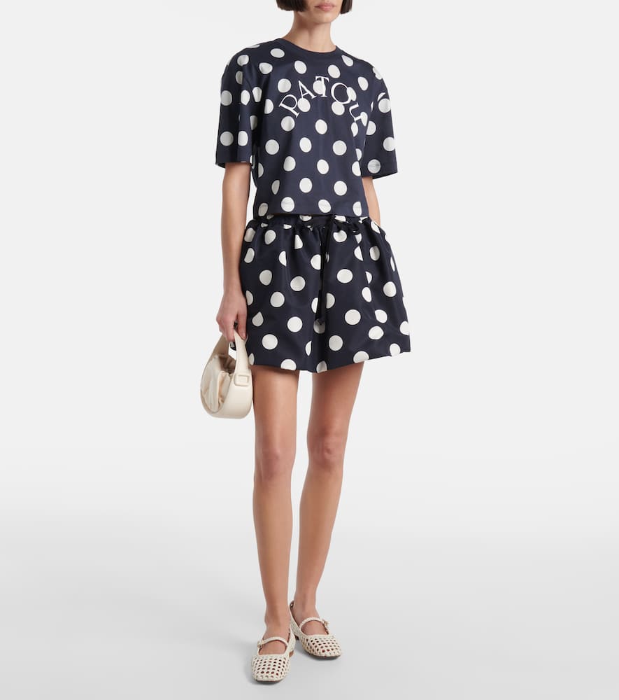 Patou Bow Detail Cropped Top With Polka Dots In Blue