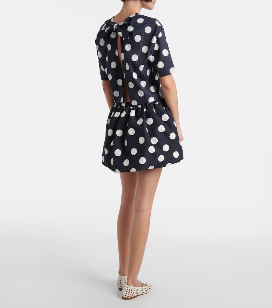 Patou Bow Detail Cropped Top With Polka Dots In Blue