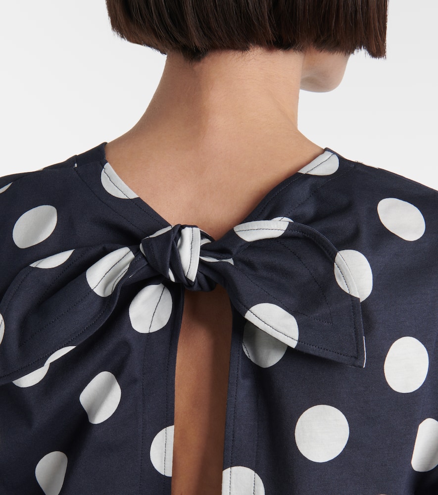 Patou Bow Detail Cropped Top With Polka Dots In Blue