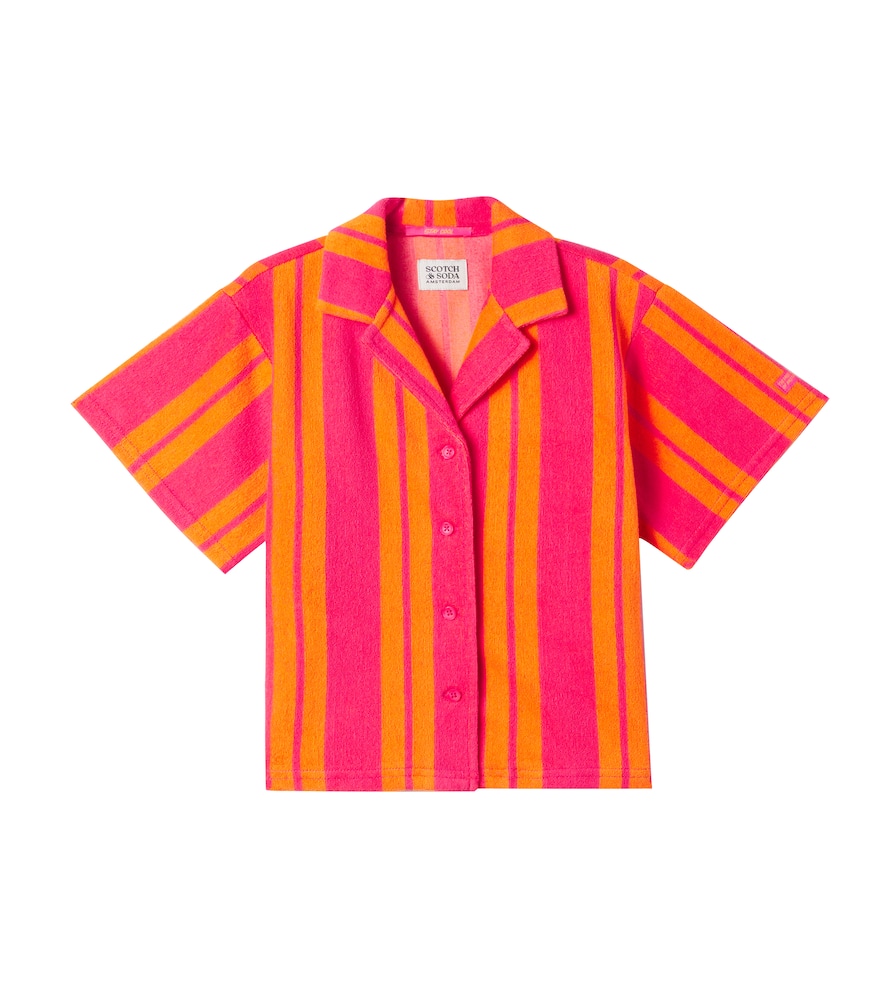 Scotch & Soda Striped Cotton-blend Terry Shirt In Pink