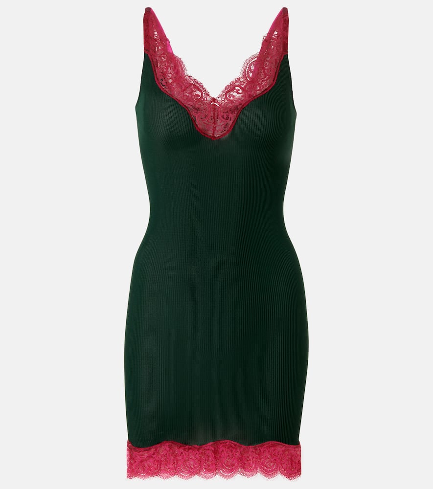 Lace-trimmed silk jersey slip dress
