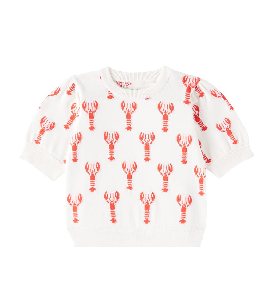 The New Society Oia Intarsia Cotton Top In Lobster Motif