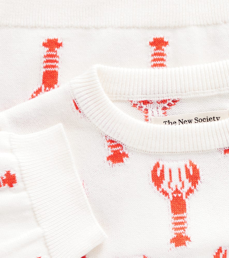 The New Society Oia Intarsia Cotton Top In Lobster Motif
