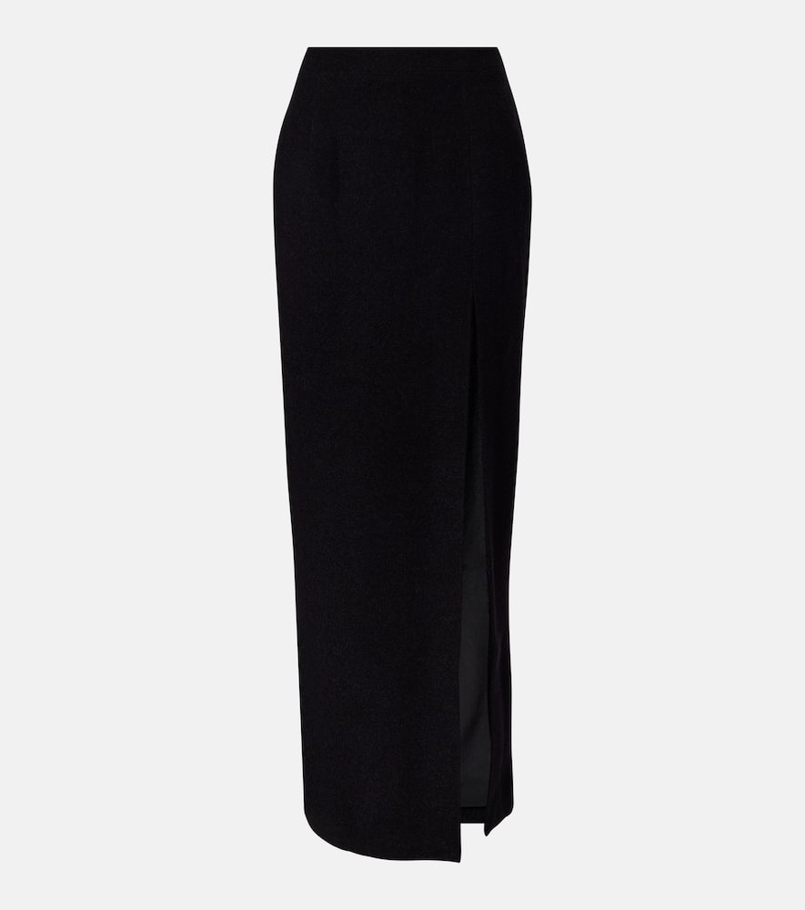 Wool-blend twill bouclé maxi skirt