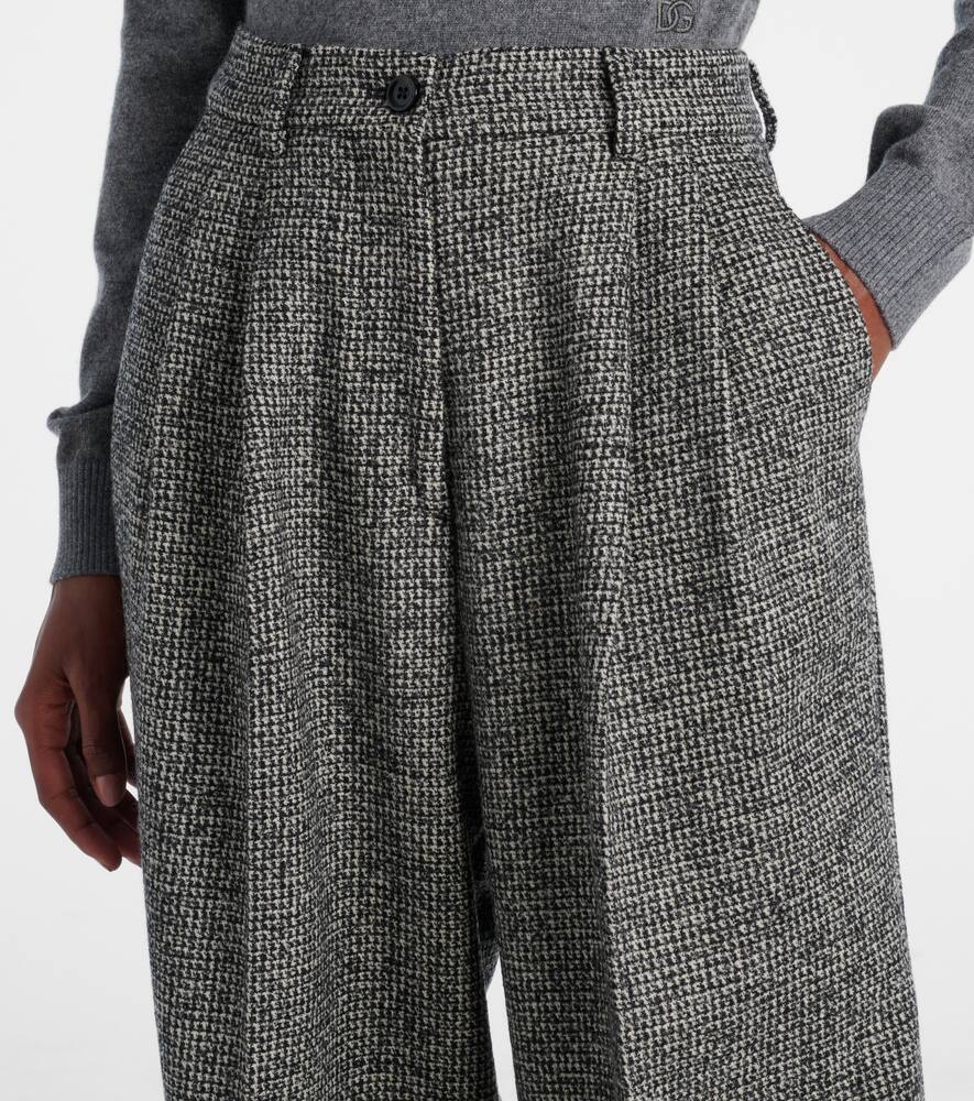 Dolce & Gabbana Pleated Wool-blend Wide-leg Pants In Black