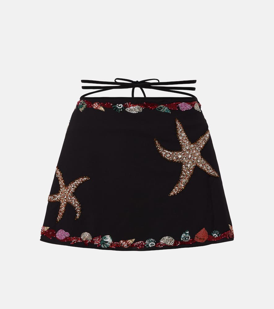 Calypso embellished wrap skirt