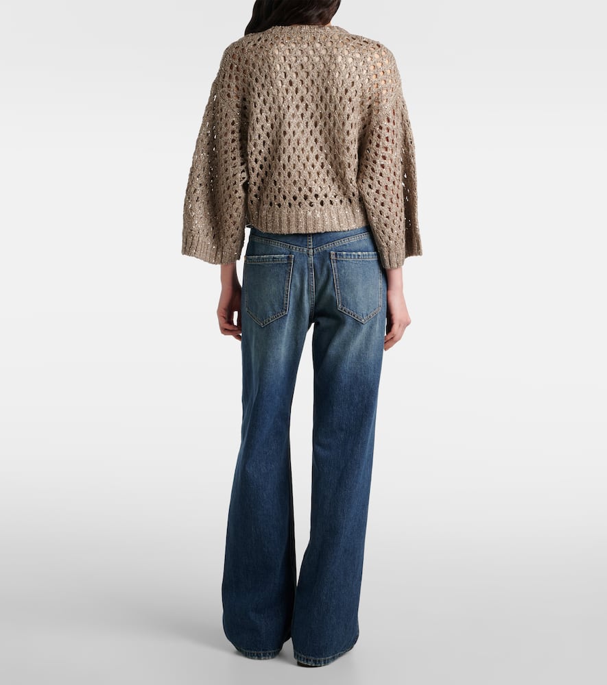 Brunello Cucinelli Dazzling Net Sweater In Brown
