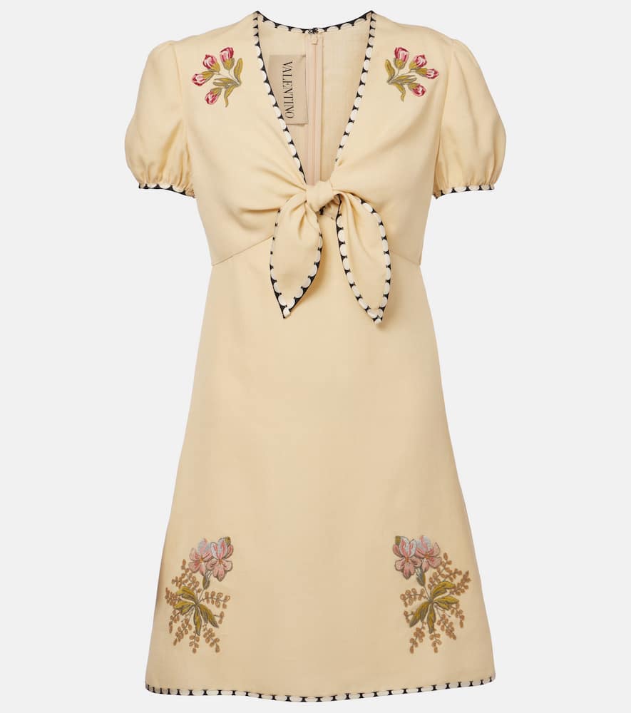 Valentino Floral Embroidered Minidress In Sand