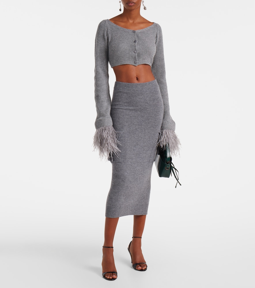 Blumarine Cropped ribbed-knit wool cardigan