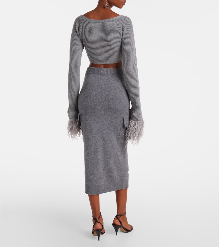  Blumarine Blumarine Cropped Ribbed-knit Wool Cardigan 