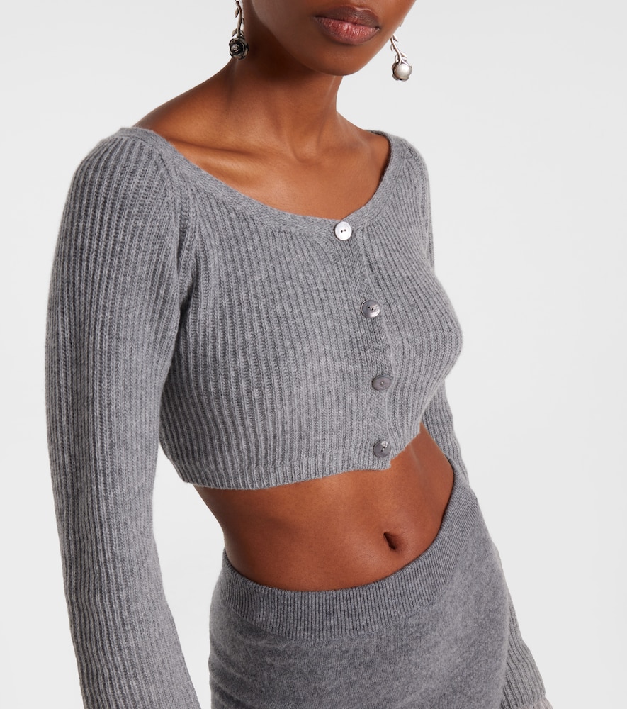  Blumarine Blumarine Cropped Ribbed-knit Wool Cardigan 