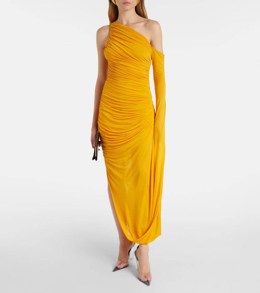  Mugler Mugler Draped One-shoulder Jersey Maxi Dress 