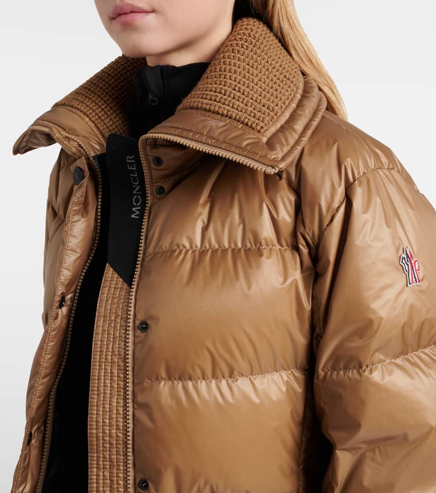 Moncler Padded Ski Jacket With Belt And Hood In Brown