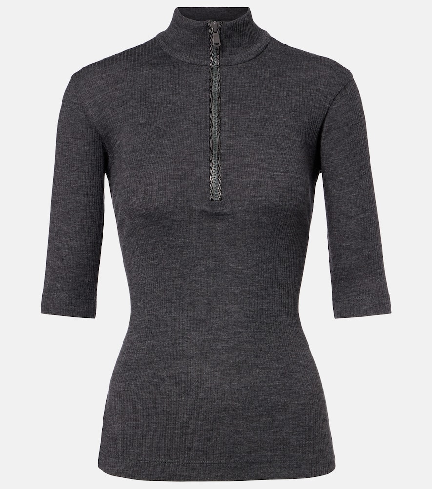 Brunello Cucinelli Wool Zip-up Sweater In Gray