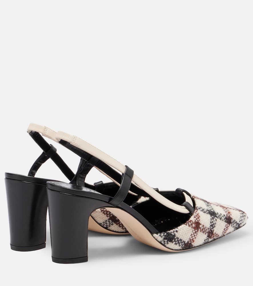 Manolo Blahnik 70mm Vestal Checked Slingback Pumps In White