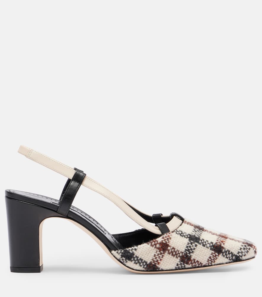 Manolo Blahnik 70mm Vestal Checked Slingback Pumps In White