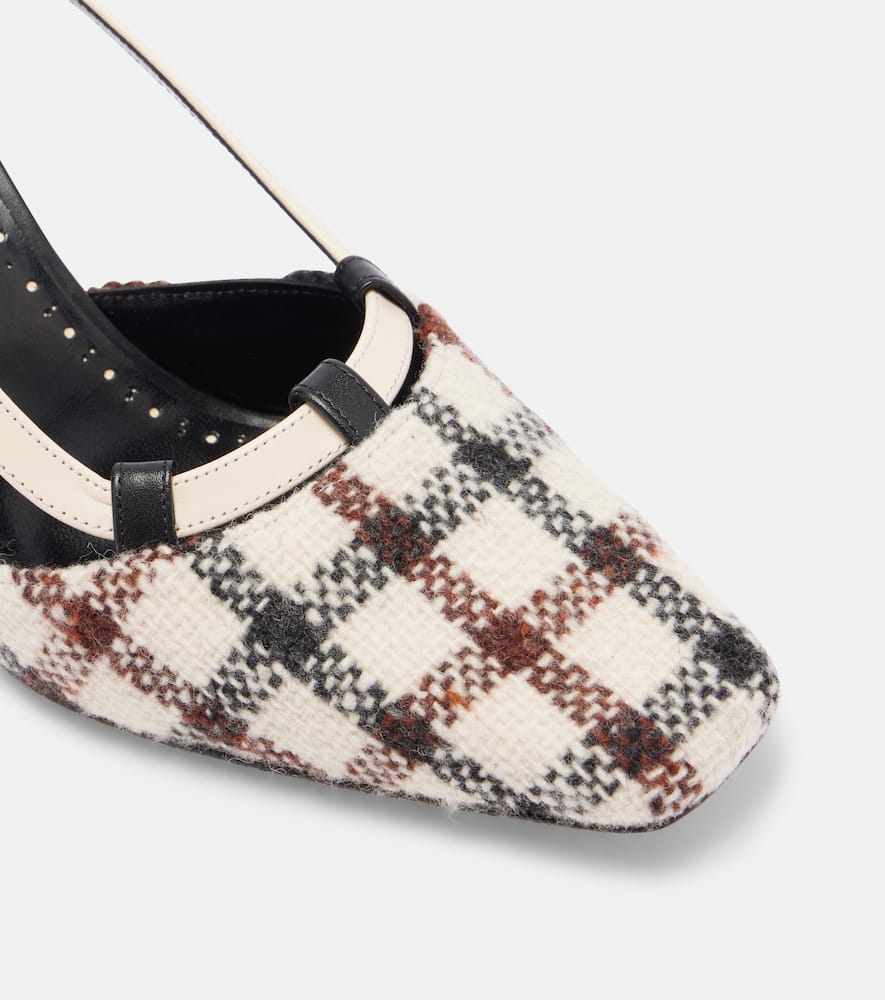 Manolo Blahnik 70mm Vestal Checked Slingback Pumps In White
