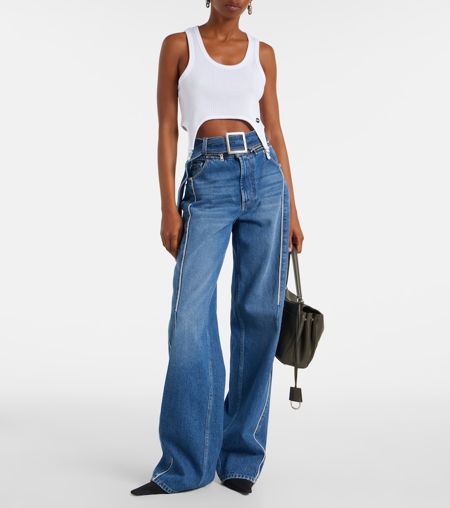 Jean Paul Gaultier Ribbed-knit cotton jersey bra top