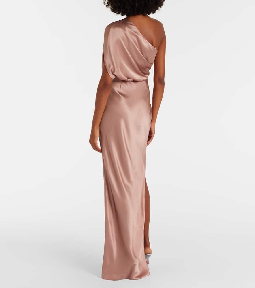 The Sei Draped One-shoulder Silk Satin Gown In Pink